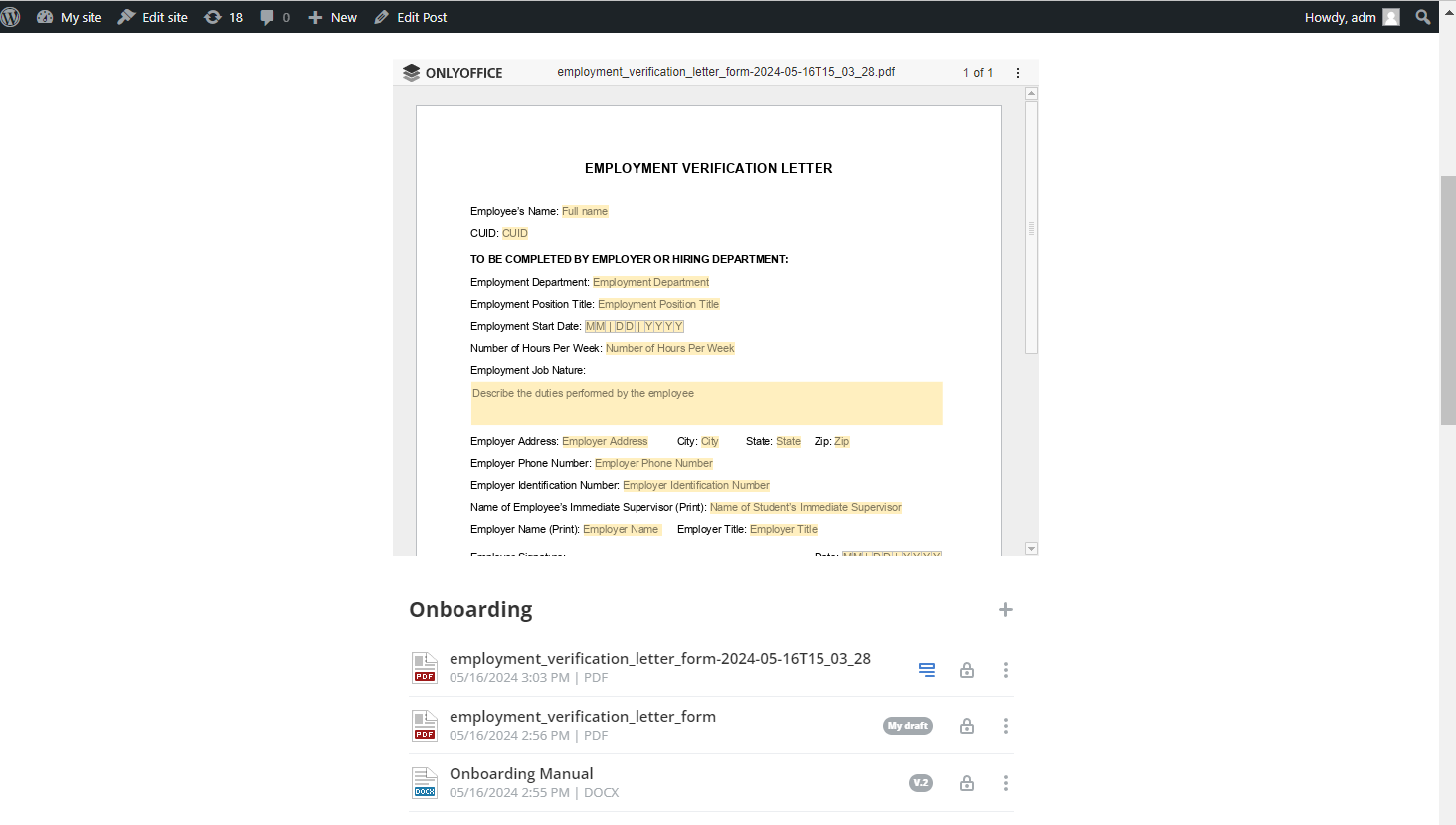 ONLYOFFICE DocSpace plugin v2.1 for WordPress: embedding multiple elements to pages, enhanced block settings, and more